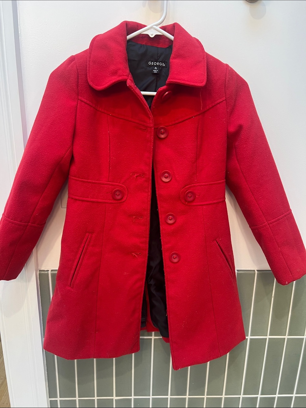 George Red Girls' Wool-Blend Peacoat